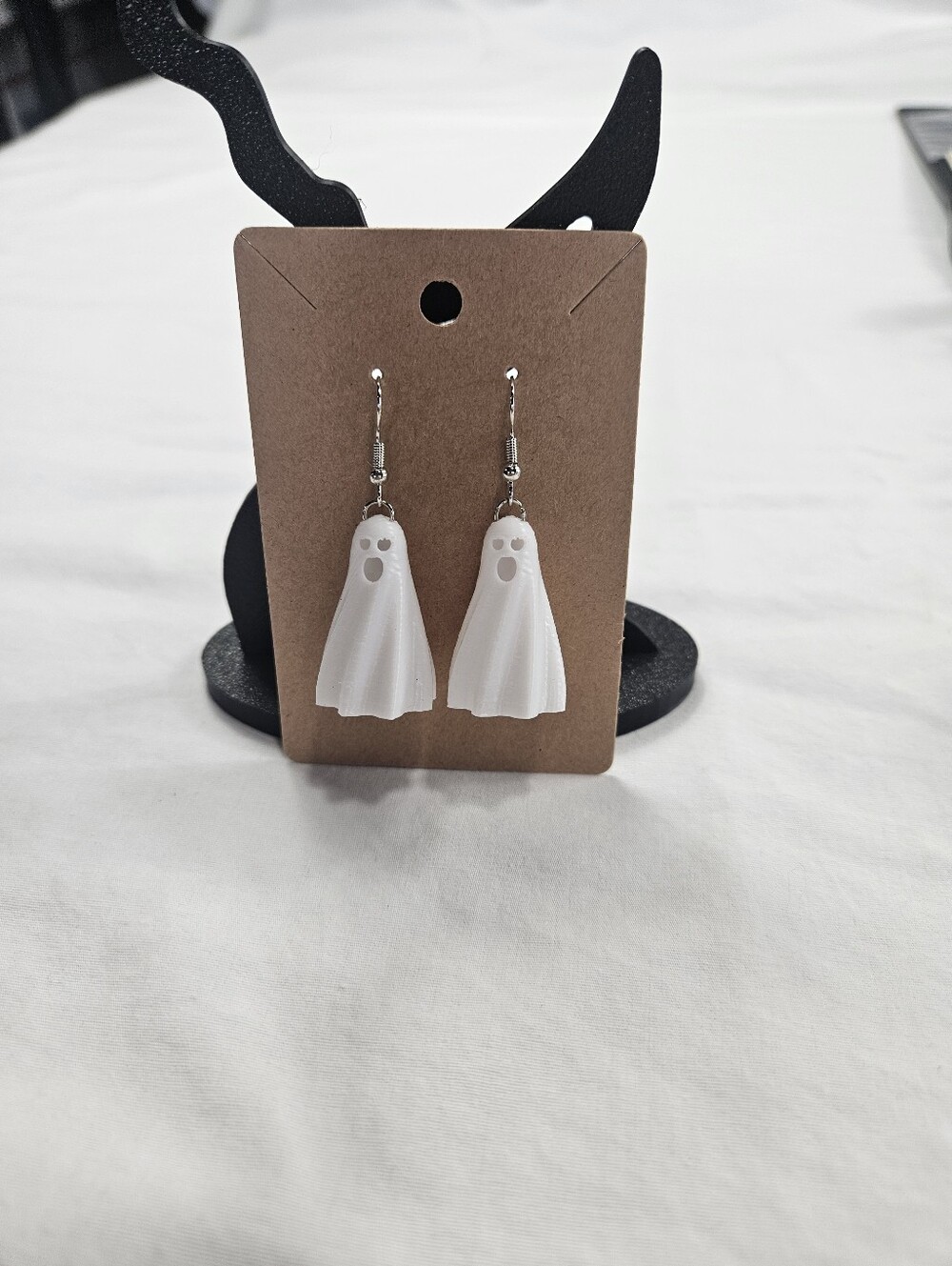 White Ghost Dangle Earrings - Picture 2 of 3